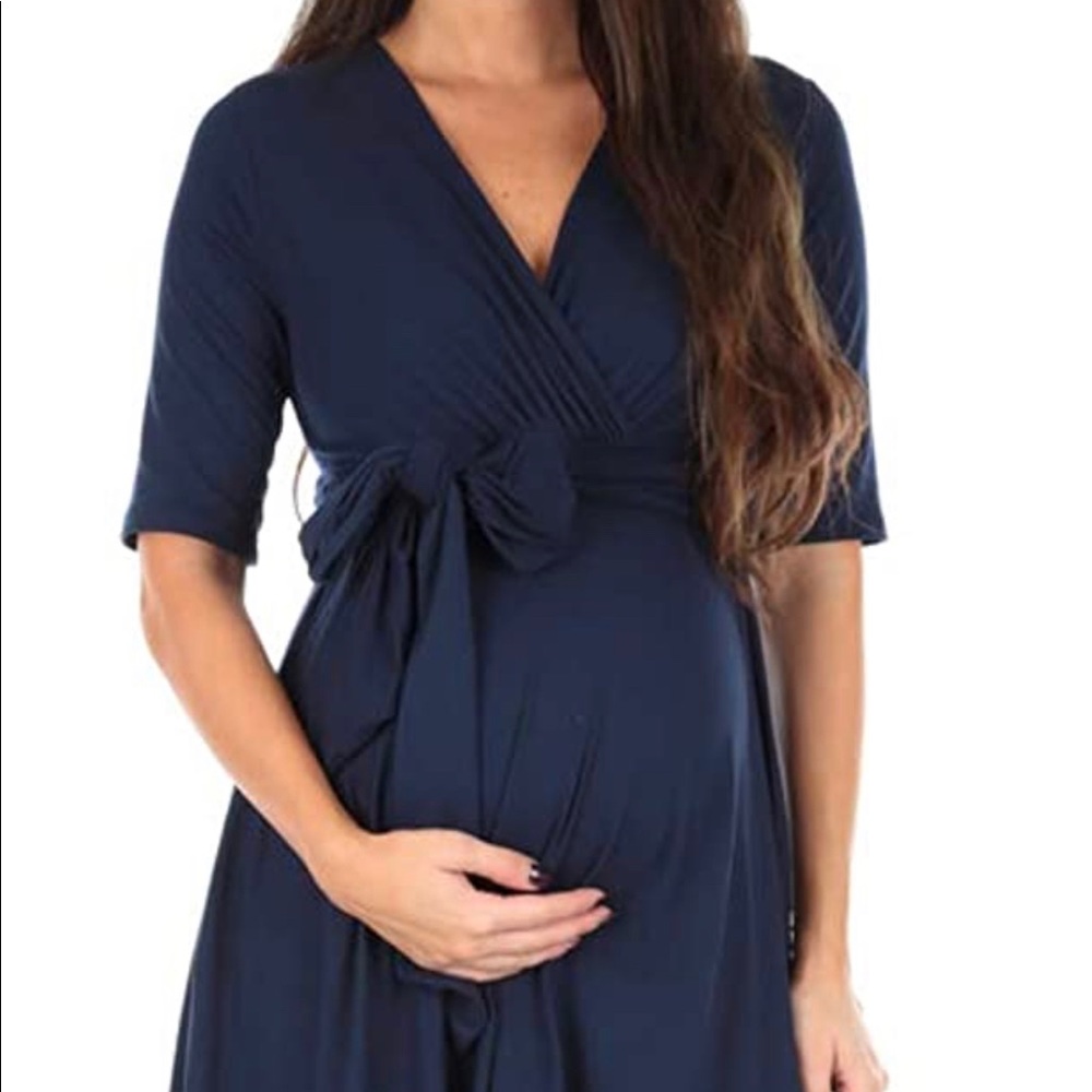 HP 💕 Mother Bee Navy Maternity Wrap Dress size M NWT